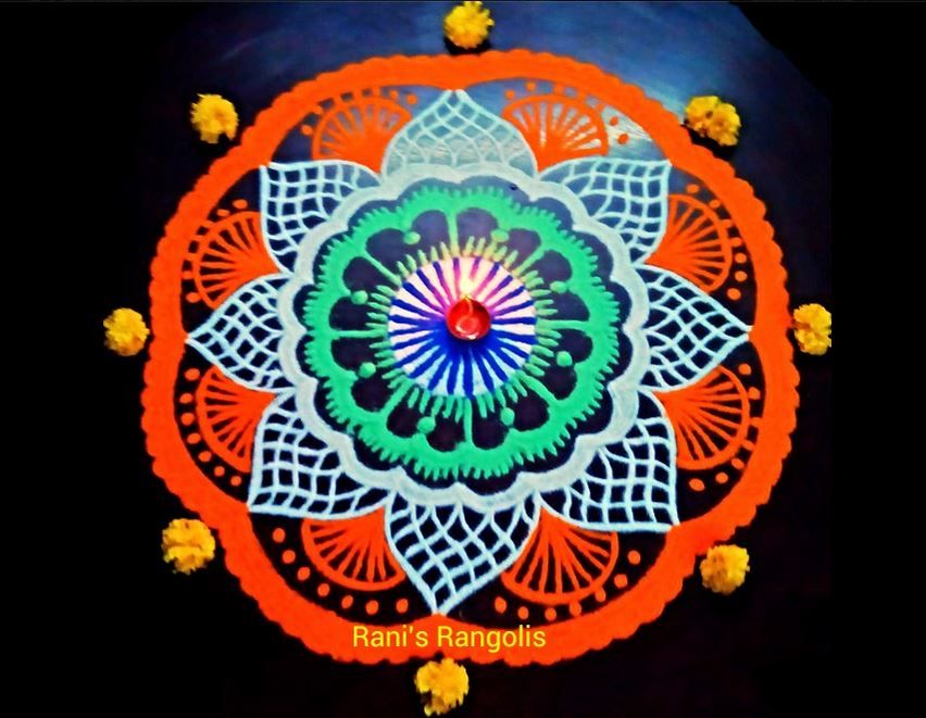 Tricolour Mandala Independence Day Rangoli Design