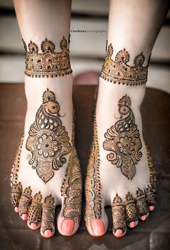Peacock Motif Mehendi for Foot