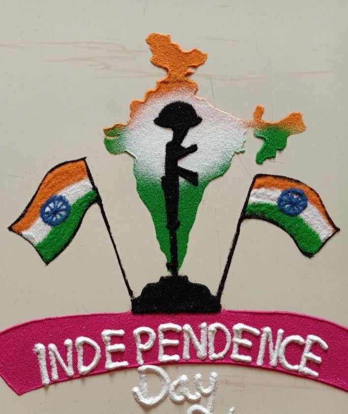 Indian Map Independence Day Rangoli Design