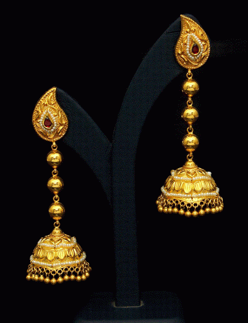 Ball Drop Bridal Heavy Gold Jhumka Design