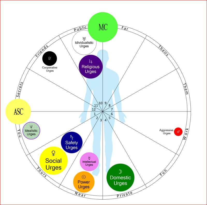 Distribution_chart levels An astrology distrubtion chart showing planets, traits, urges within 12 house of astrology. It gives a sense where a lot of your energies centered for private public, and parterships.