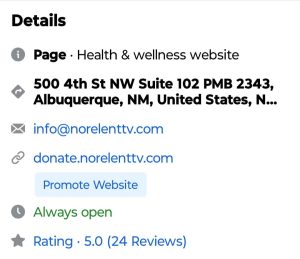 Total Facebook reviews snapshot from our no relent TV Facebook page