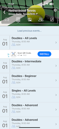 team reach app Netherwood tennis club on TeamReach
