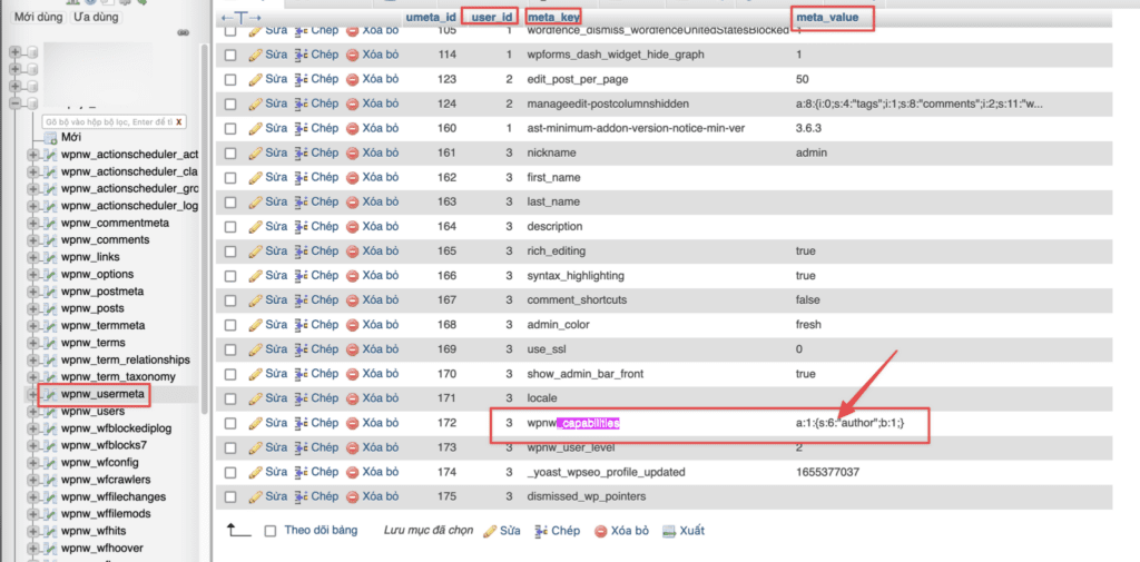 cach cap nhat quyen user wordpress tren phpmyadmin 04