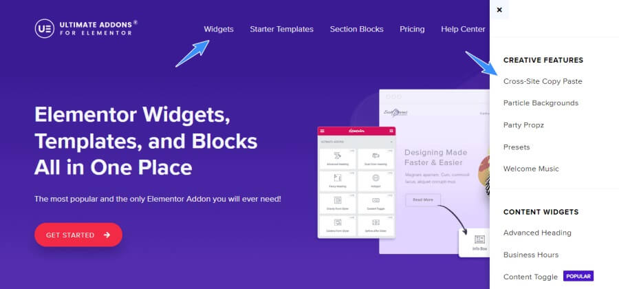 danh sach widget demo ultimate addons for elementor