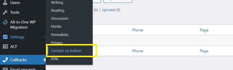 Menu All in One Support Button