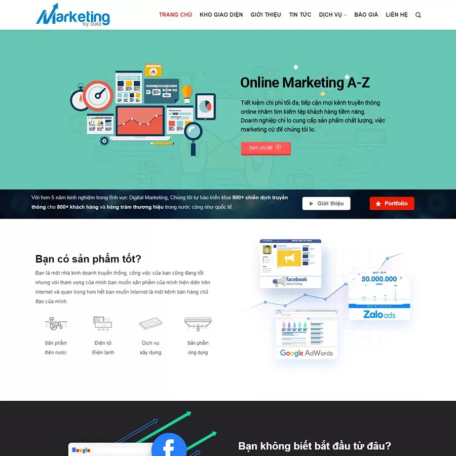 Chia sẻ miễn phí Source theme Công Ty Marketing dựng bằng Flatsome