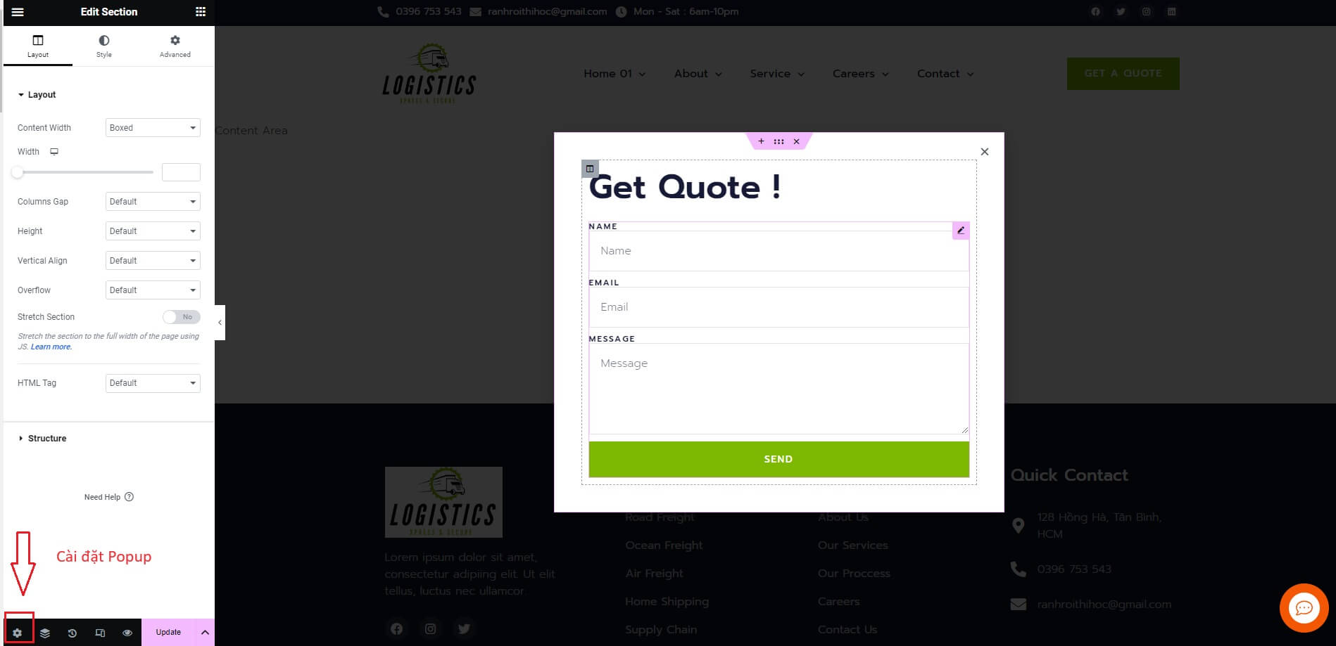 Huong dan tao popup bang elementor pro 2