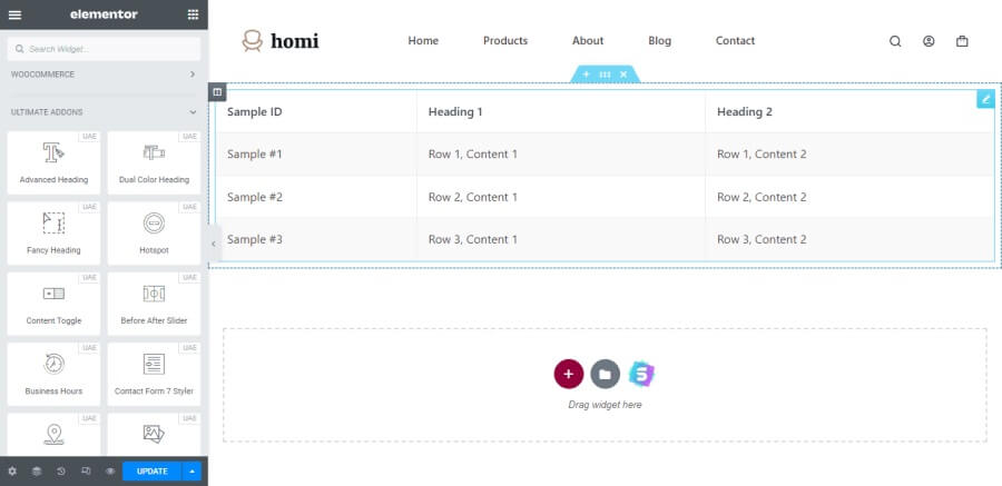 danh sach widget tren ultimate addons for elementor