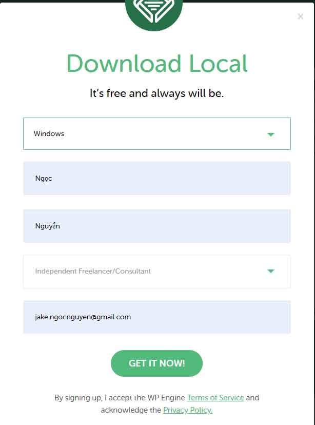 DUNG WEB WORDPRESS TREN MAY TINH BANG LOCALWP 2