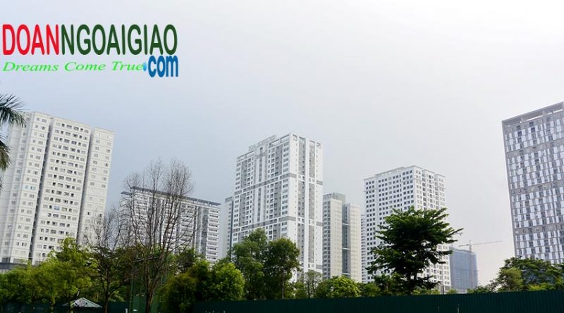 Một góc chụp các tòa nhà khu N03 khu Ngoại giao đoàn Hà Nội