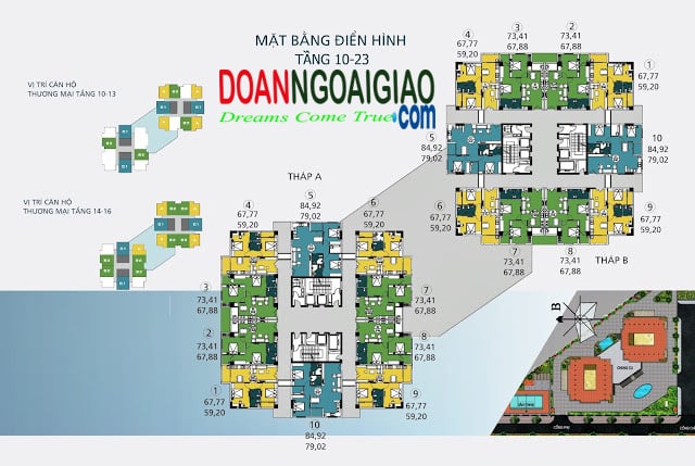 Mặt bằng căn hộ N04A từ tầng 10 đến tầng 23