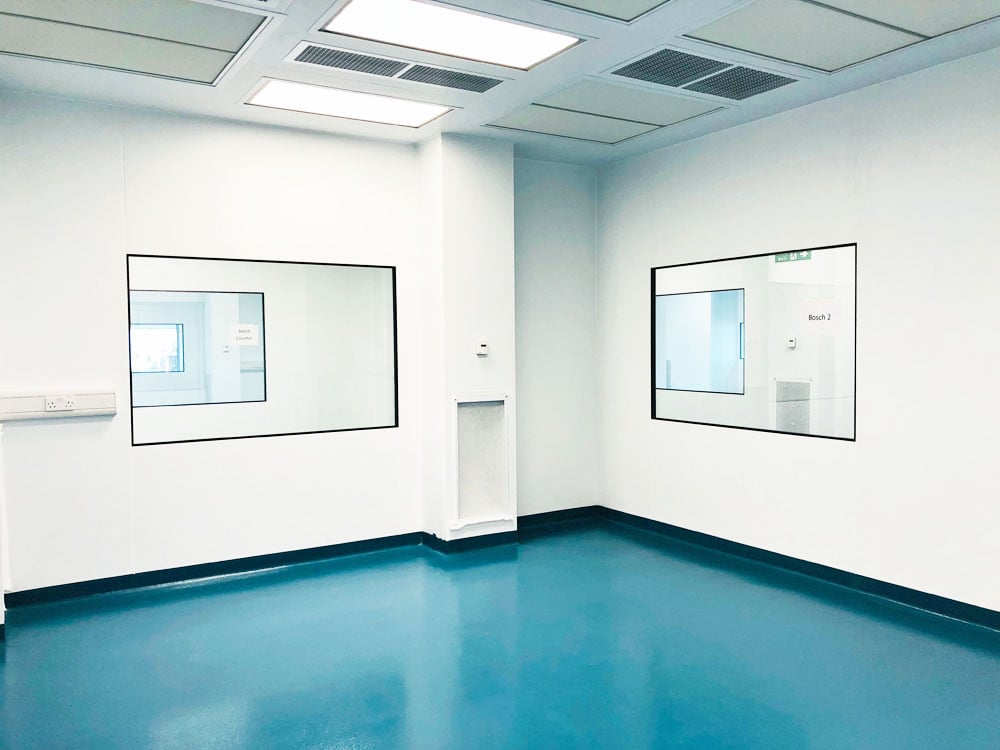 Cleanroom Finish showing walls, floor and ceiling Cleanroom Finish showing walls, floor and ceiling