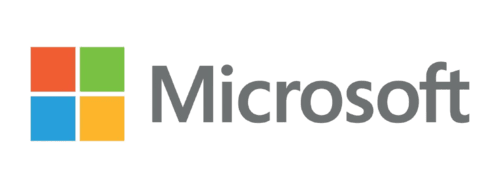 Microsoft logo with four colored squares (red, green, blue, yellow) on the left and the word "Microsoft" in gray text on the right.