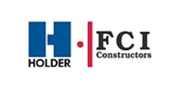 Logo featuring a blue "H" with the word "HOLDER" below it, a vertical red line, and the text "FCI Constructors" in black to the right.