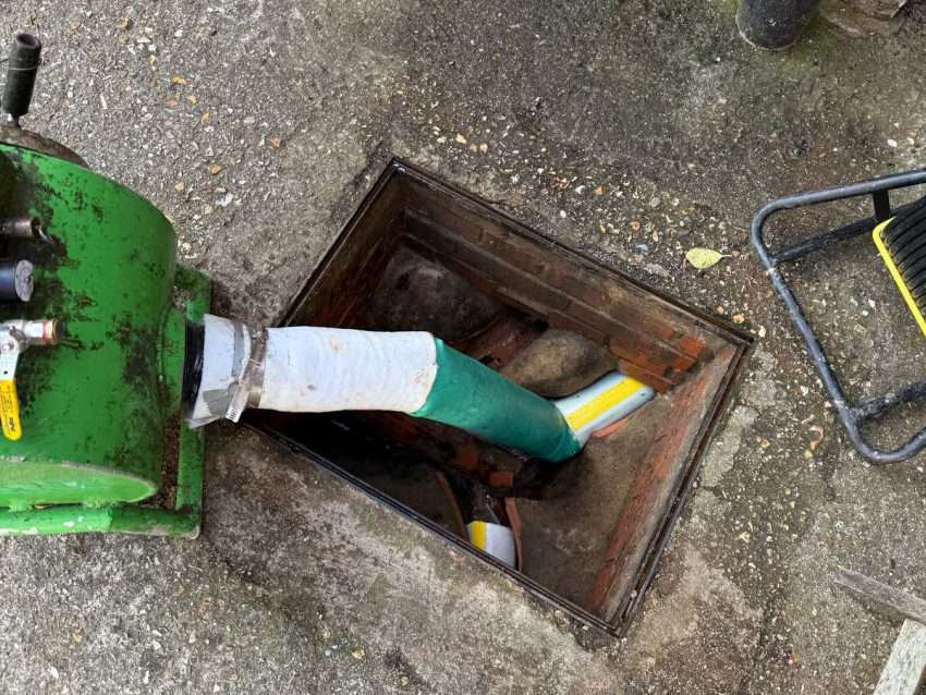 CIPP drain lining repair process with resin liner installation and inspection equipment used for drain repairs in Southampton.