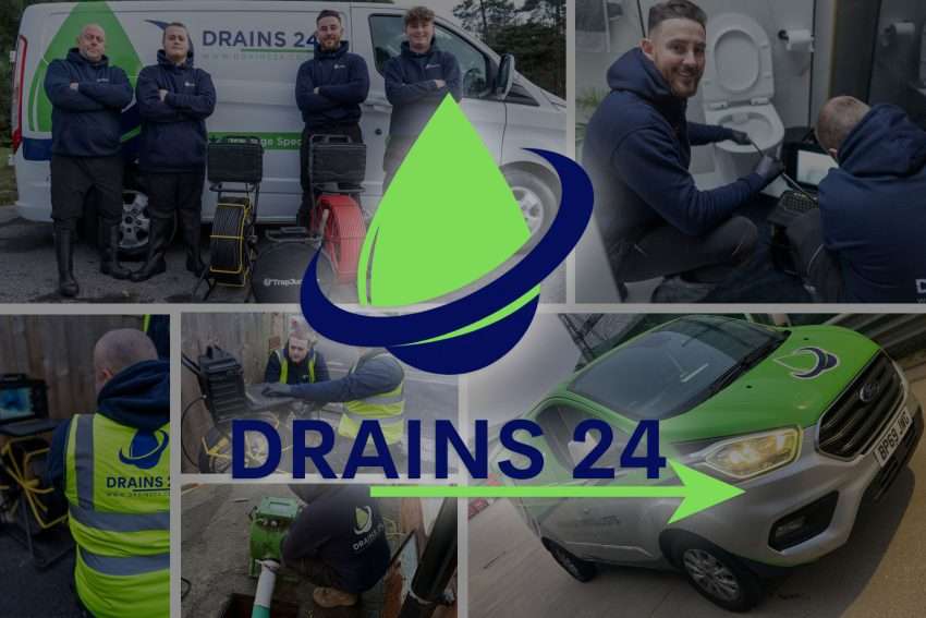 A commercial drainage engineer jetting a blocked surface drain on a business park in Southampton | Drains24