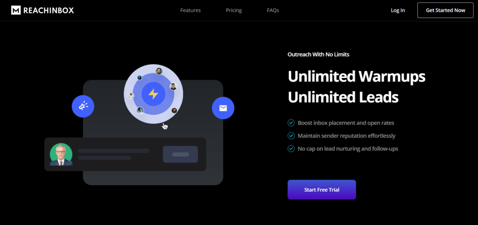 reachinbox feature - unlimited email account warmups