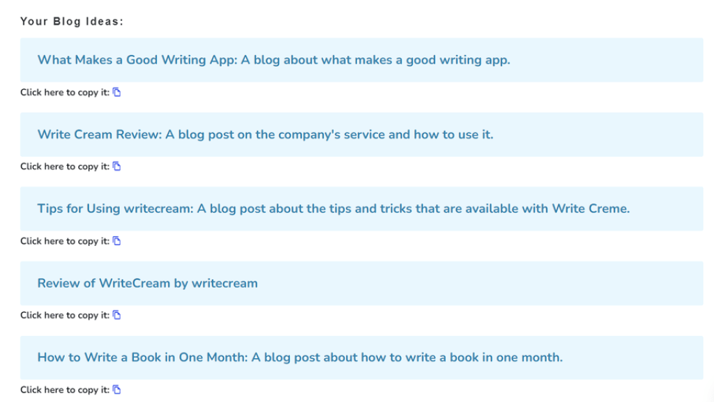 WriteCream features
