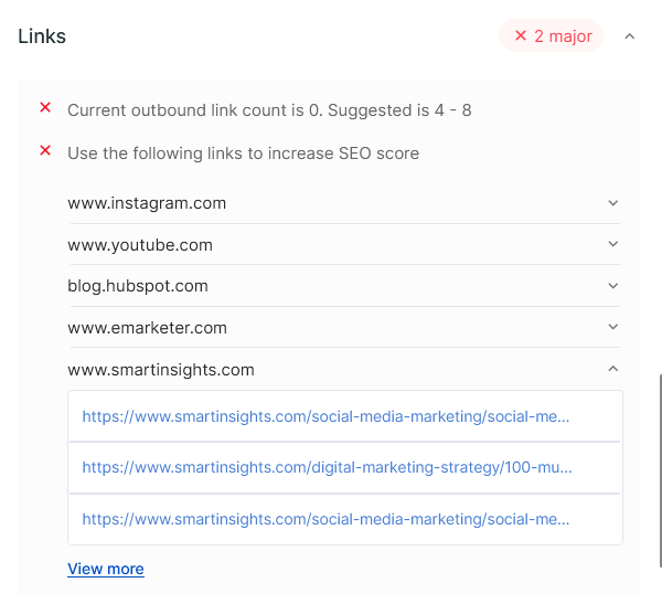 Scalenut content optimizer linking page