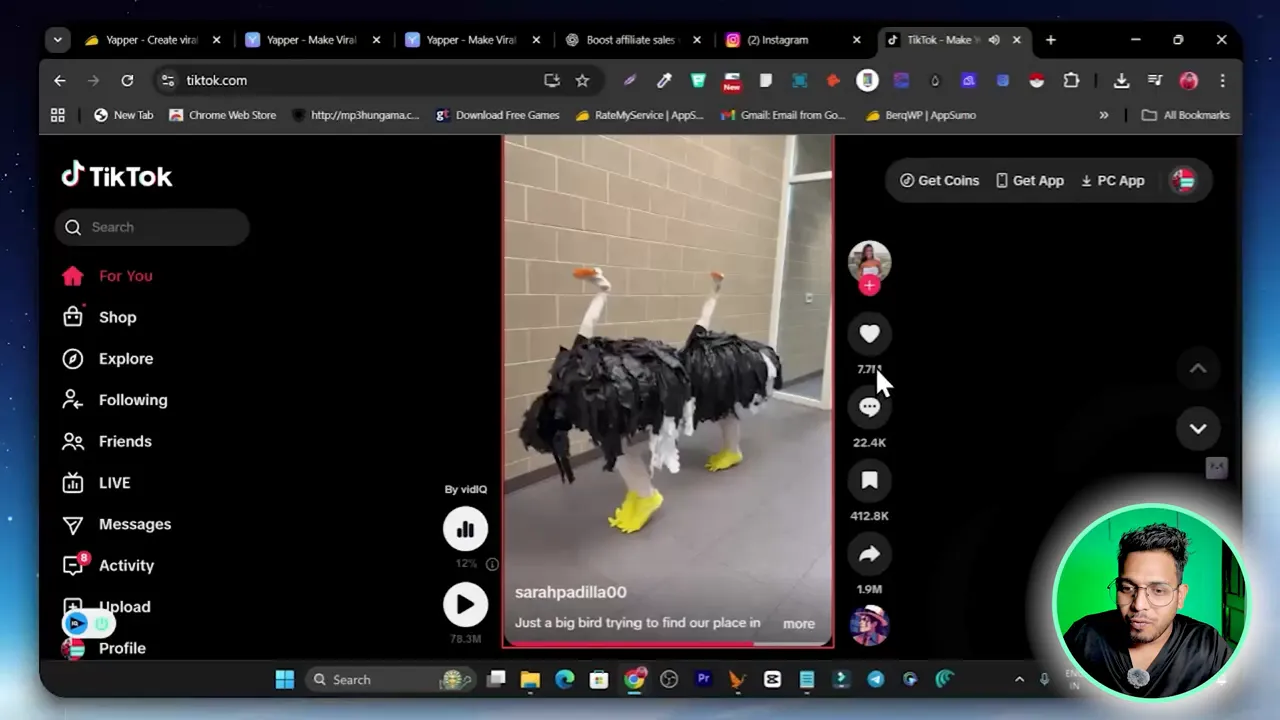 Original viral video being used as reference for prompt extraction