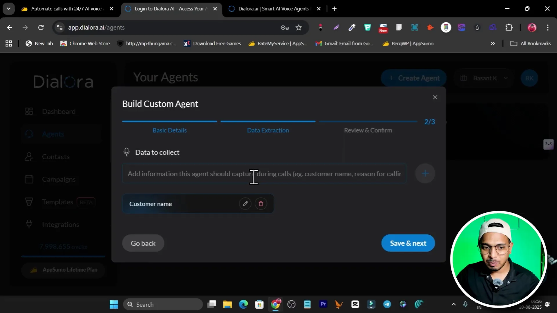 Adding data extraction fields such as customer name and email