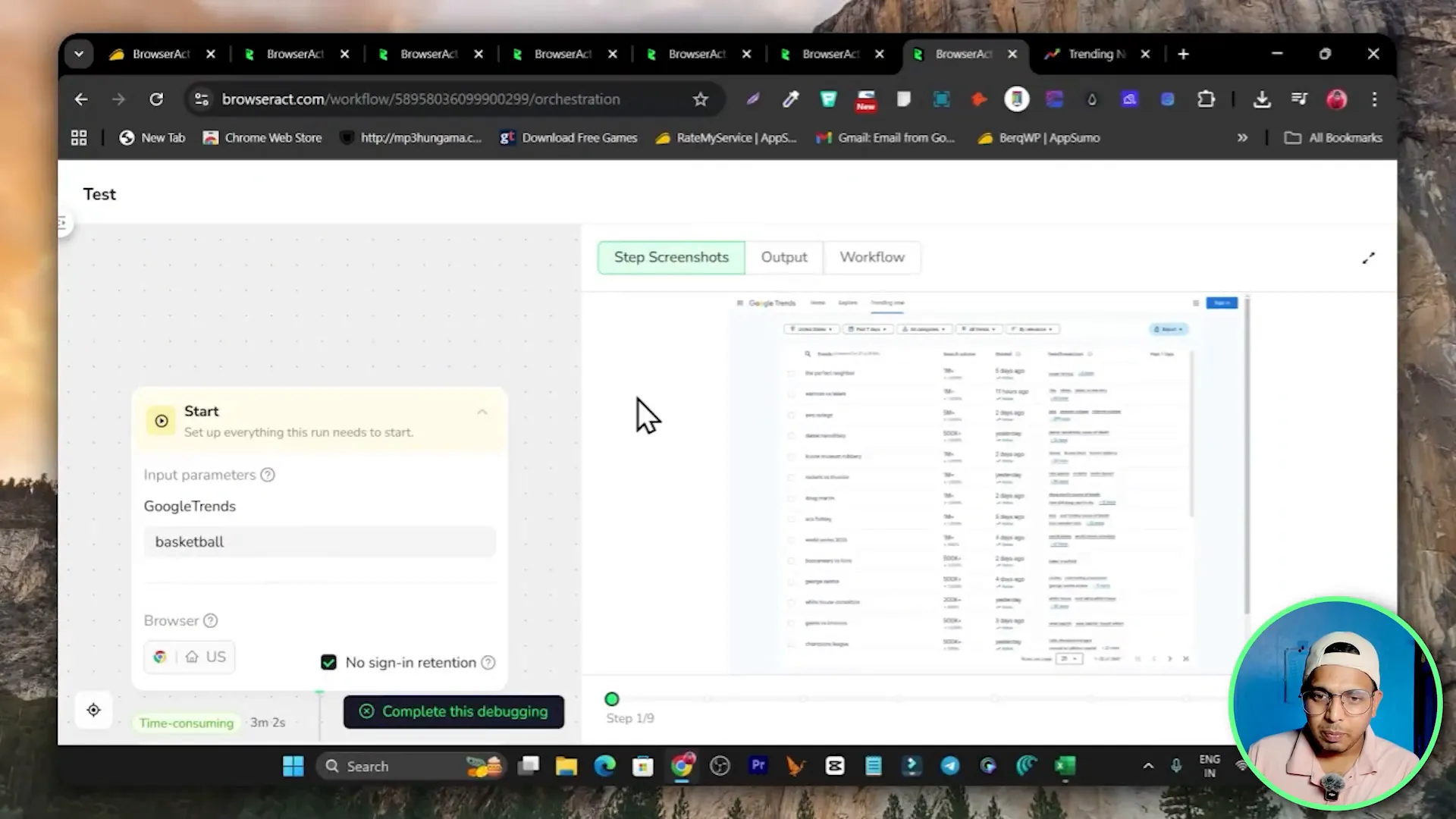 Create workflow dialog and input element showing basketball example