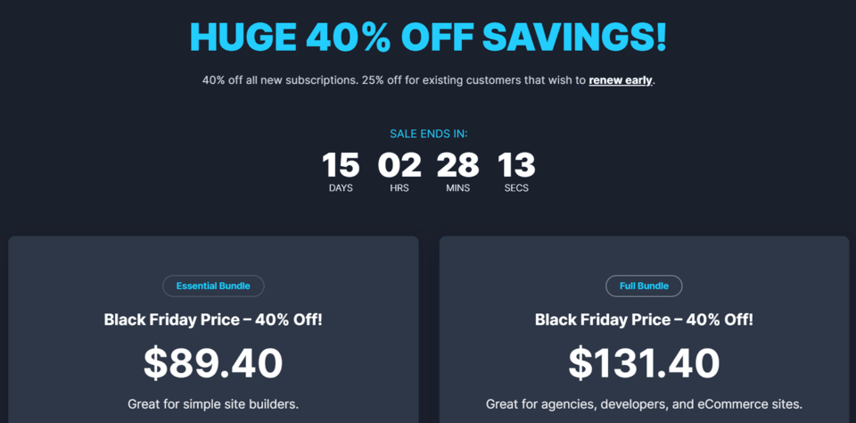 kadence black friday deal page
