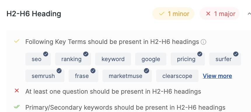 Scalenut content optimizer header tag page