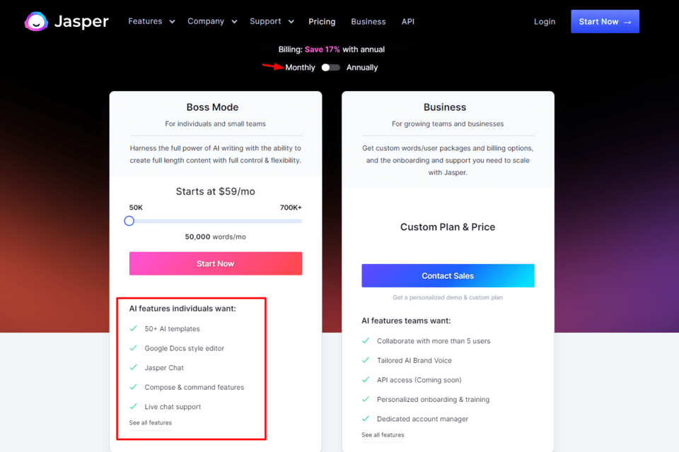 scalenut vs japser - jasper ai pricing