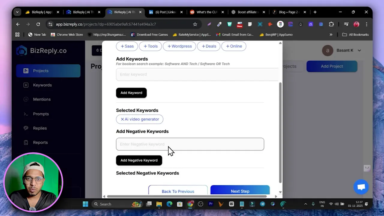 Adding keywords and negative keywords to filter results