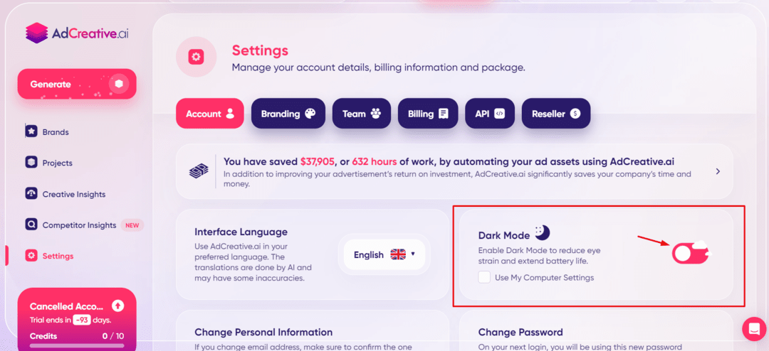 Adcreative.ai Review: 500$ FREE Google Ad Credits to New Users! | by  Network Academy | Medium A screen displaying the settings of a mobile app for review purposes.