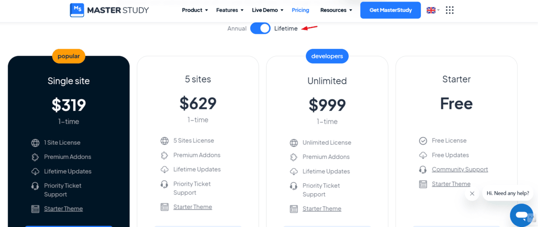 MasterStudy LMS Pricing - is there any lifetime plan?