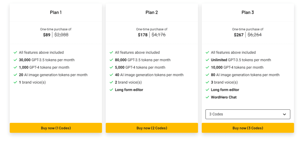 wordhero ltd pricing