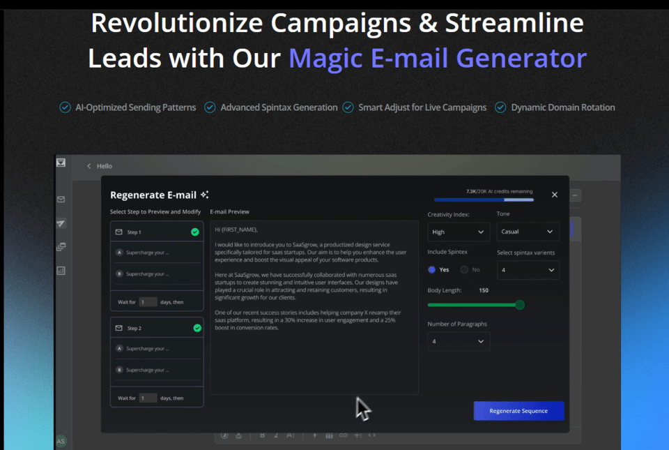reachinbox feature - Magic E-Mail Generator