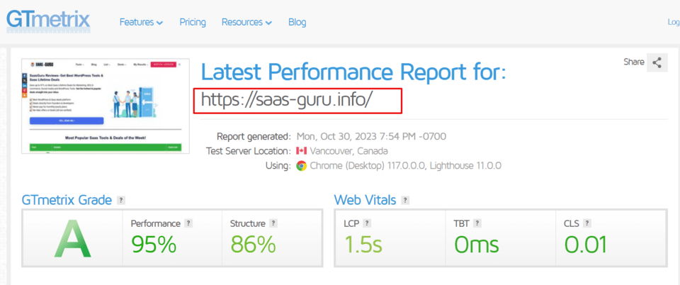 my site performance after using kadence theme