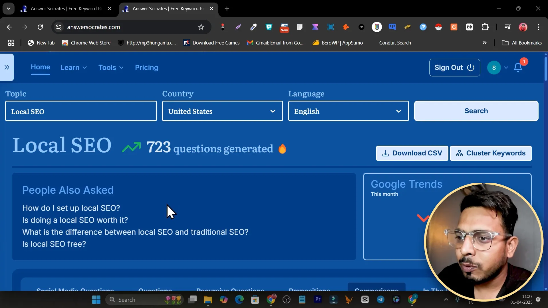 People Also Asked results in Answer Socrates for local SEO