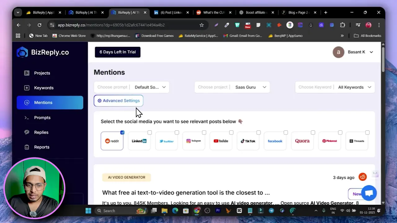 Platform selection screen where you pick networks to monitor