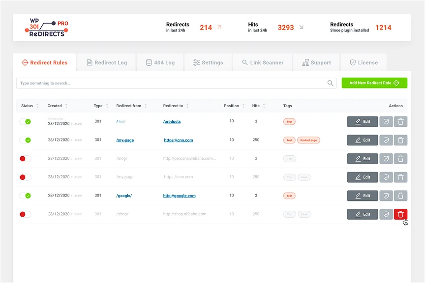 WP 301 Redirects: Automatically find broken links and redirect them