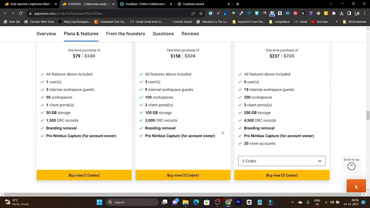 Fusebase pricing and AppSumo lifetime deal info