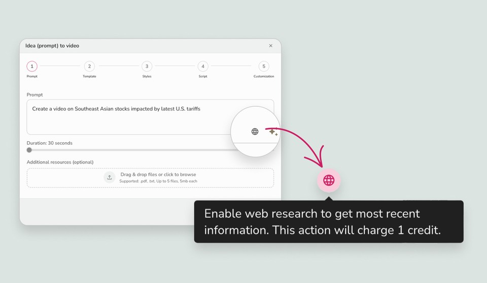 fliki Web Research feature