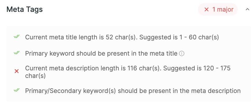 Scalenut content optimizer meta tags page