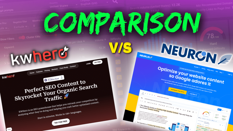 KWHero vs Neuron Writer Comparison - Which 1 Better?