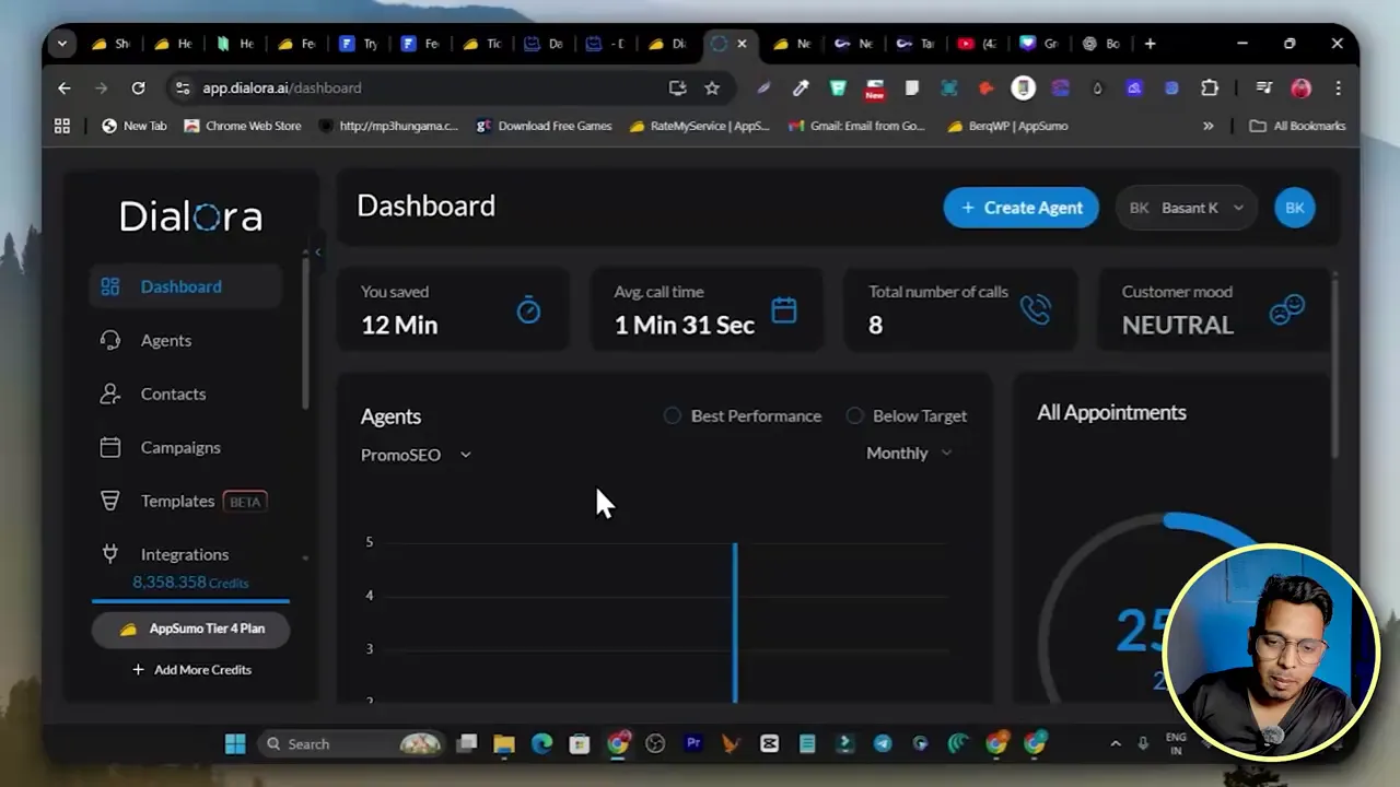Dialora AI agent settings to call leads and book meetings