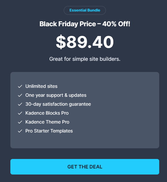 Kadence WP Black Friday pricing Kadence WP Black Friday prcing