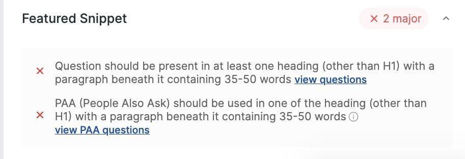 Scalenut content optimizer featured snippet page