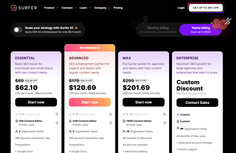 surfer seo black friday