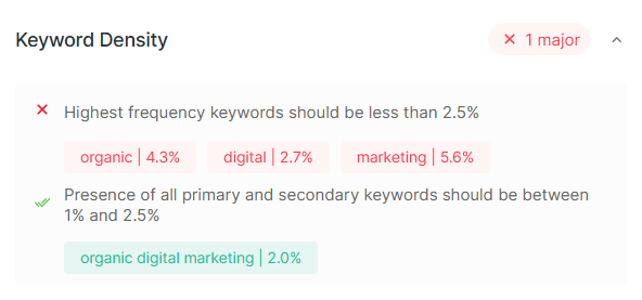 Scalenut content optimizer keyword density page
