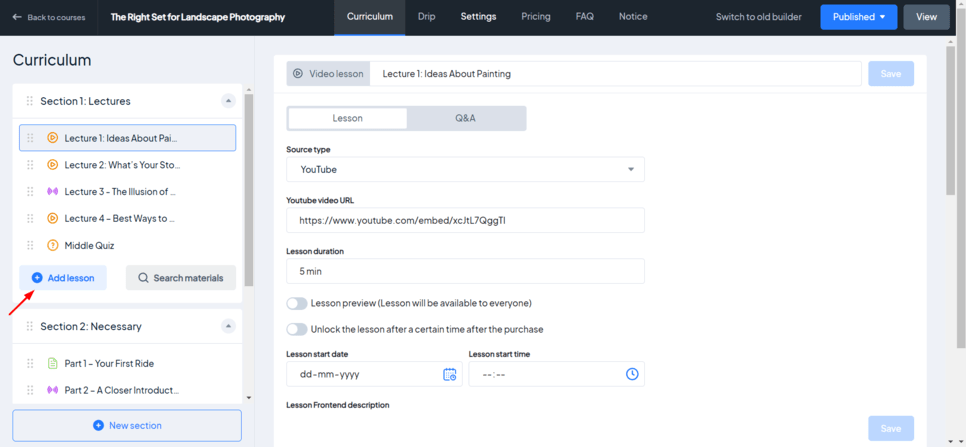 A screen displaying the settings for a calendar in Azure Calendar compared with Tutor LMS.
