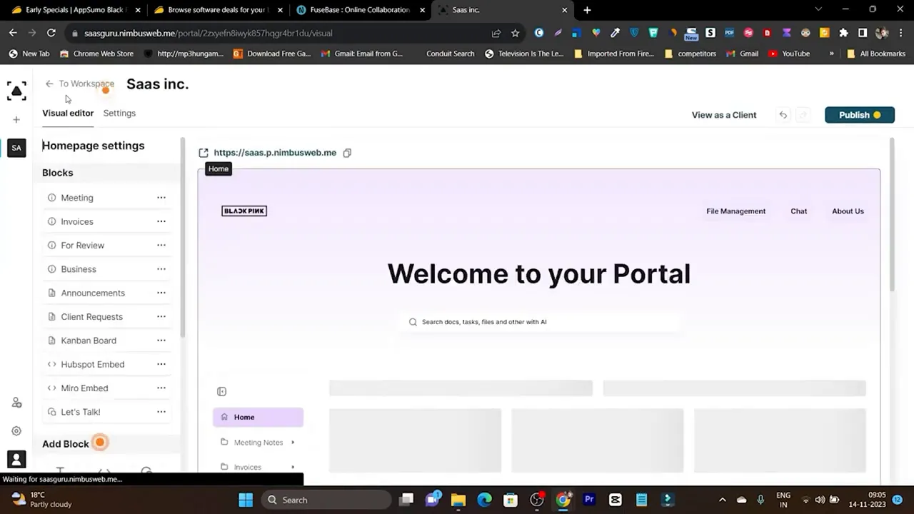 Fusebase publish and view as client option